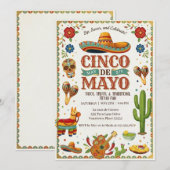 Uitnodiging voor een levendig Cinco De Mayo-feestj (Voorkant / Achterkant)