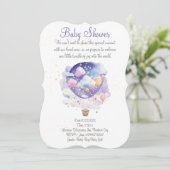 Uitnodiging voor een luchtballon-baby shower. Nieu (Staand voorkant)