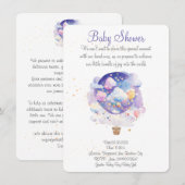 Uitnodiging voor een luchtballon-baby shower. Nieu (Voorkant / Achterkant)