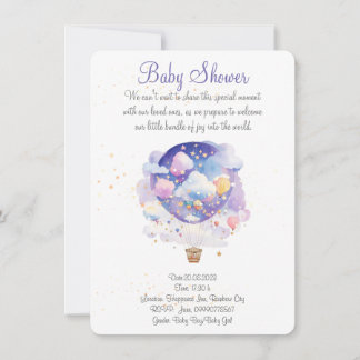 Uitnodiging voor een luchtballon-baby shower. Nieu