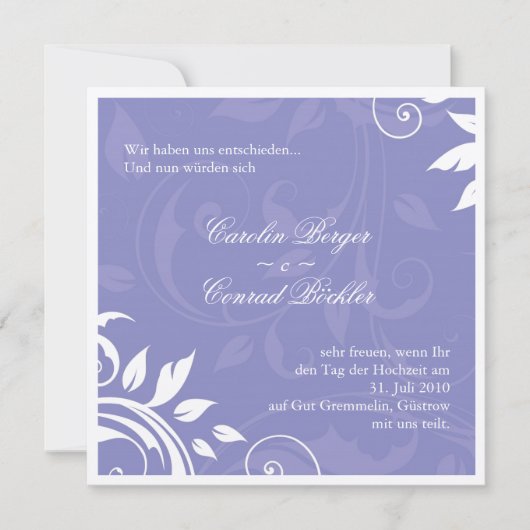 Uitnodiging voor een luxe bruiloft - Duitse tekst (Voorkant)