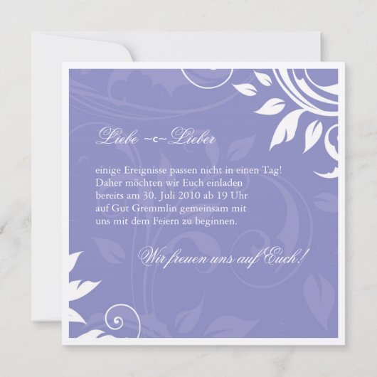 Uitnodiging voor een luxe bruiloft - Duitse tekst  (Achterkant)