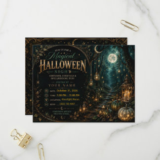 Uitnodiging voor een magische Halloween-nacht |  Briefkaart