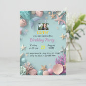 Uitnodiging voor een magische zeemeermin verjaarda (Staand voorkant)