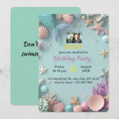 Uitnodiging voor een magische zeemeermin verjaarda (Voorkant / Achterkant)