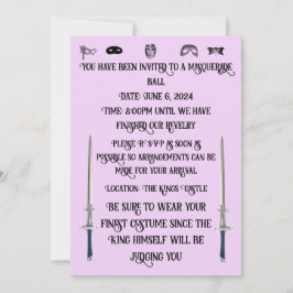 Uitnodiging voor een Masquerade Ball