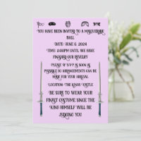 Uitnodiging voor een Masquerade Ball