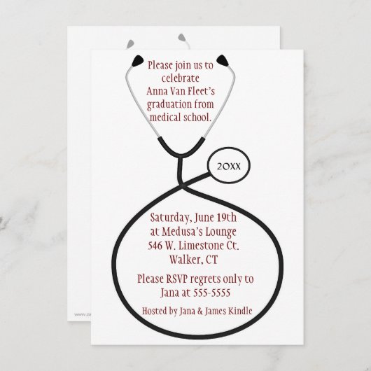 Uitnodiging voor een medisch of verpleegkundige Gr (Voorkant / Achterkant)