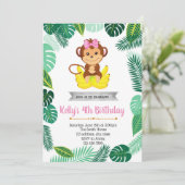 Uitnodiging voor een meisje met een aap (Staand voorkant)