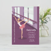 Uitnodiging voor een meisje van Ballerina (Staand voorkant)