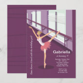 Uitnodiging voor een meisje van Ballerina (Voorkant / Achterkant)