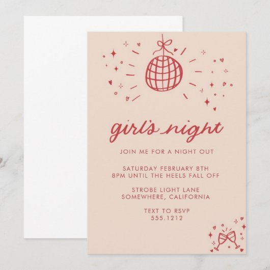 UITNODIGING VOOR EEN MEISJESAVOND (Voorkant / Achterkant)