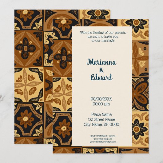 Uitnodiging voor een Mexicaanse Talavera-ontwerpwe (Voorkant / Achterkant)