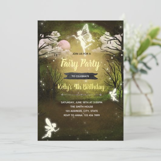 Uitnodiging voor een Midzomernachtsdroomfeest (Staand voorkant)