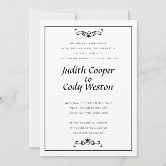 Uitnodiging voor een minimalistisch huwelijk A2 (Voorkant)