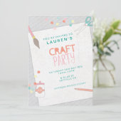 Uitnodiging voor een Modern Art & Craft Party (Staand voorkant)