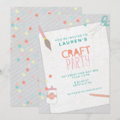 Uitnodiging voor een Modern Art & Craft Party (Voorkant / Achterkant)