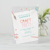 Uitnodiging voor een Modern Art & Craft Party (Staand voorkant)