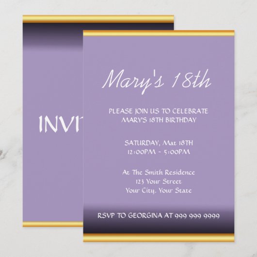 Uitnodiging voor een modern verjaardagsfeestje (Voorkant / Achterkant)