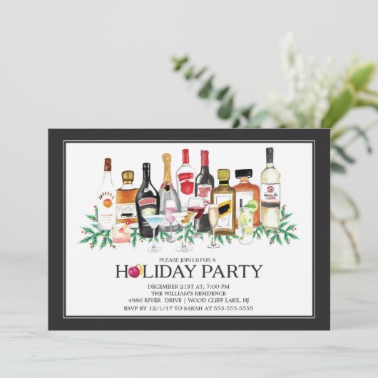 Uitnodiging voor een moderne cocktailparty (Staand voorkant)