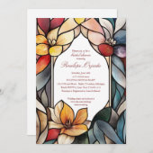 Uitnodiging voor een moderne Glas in lood bruidsdo (Voorkant / Achterkant)