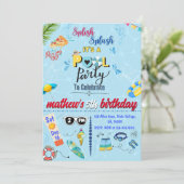 Uitnodiging voor een moderne koele zwembad zomer v (Staand voorkant)