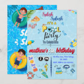 Uitnodiging voor een moderne koele zwembad zomer v (Voorkant / Achterkant)