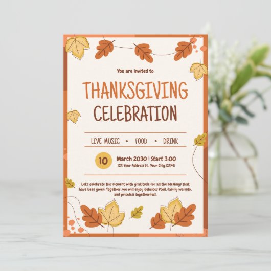 Uitnodiging voor een moderne Thanksgiving (Staand voorkant)