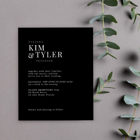 Uitnodiging voor een moderne typografie bruiloft m