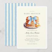 Uitnodiging voor een moderne Waterverf Baby Brunch (Voorkant / Achterkant)