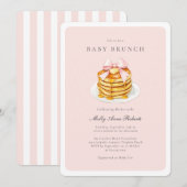 Uitnodiging voor een moderne Waterverf Baby Brunch (Voorkant / Achterkant)