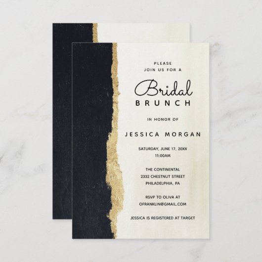 Uitnodiging voor een moderne Waterverf brunch (Voorkant / Achterkant)