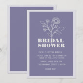 Uitnodiging voor een monochrome Paarse bruidsdouch (Voorkant / Achterkant)