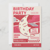 Uitnodiging voor een Moon Birthday Party (Voorkant)