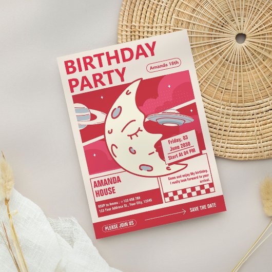 Uitnodiging voor een Moon Birthday Party
