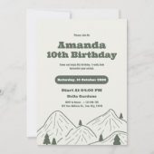Uitnodiging voor een Mountain Birthday Party (Voorkant)