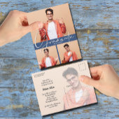 Uitnodiging voor een Multi Photo Blue Graduation P