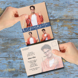 Uitnodiging voor een Multi Photo Blue Graduation P