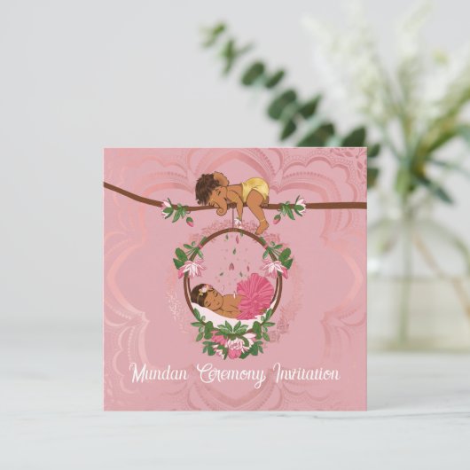 Uitnodiging voor een Mundan-plechtigheid voor een  (Staand voorkant)