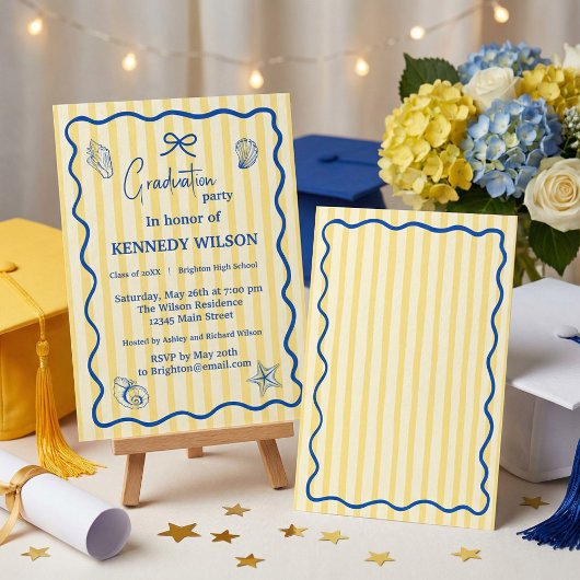 Uitnodiging voor een nautisch afscheidsfeest Blauw