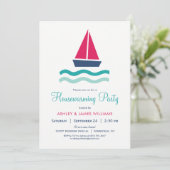 Uitnodiging voor een nautische zeilboot housewarmi (Staand voorkant)
