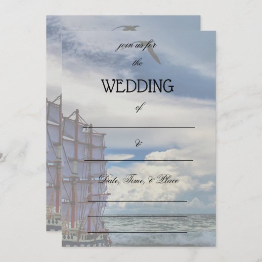 Uitnodiging voor een oceaanhuwelijk met open plekk (Voorkant / Achterkant)