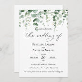 Uitnodiging voor een olievruchtbruiloft met eucaly (Voorkant / Achterkant)