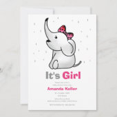 Uitnodiging voor een olifant baby shower voor meis (Voorkant)