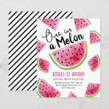 Uitnodiging voor een 'One in a Melon' verjaardagsf