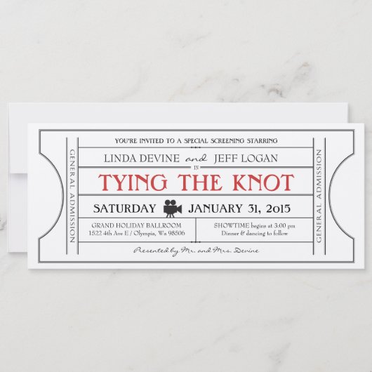 Uitnodiging voor een Oude Filmkaartje (Voorkant)