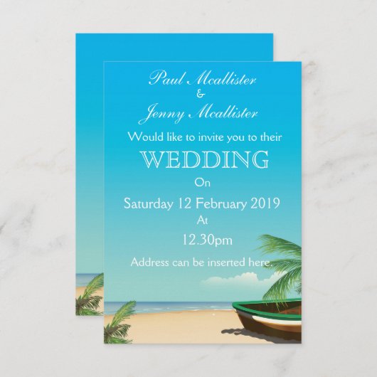 Uitnodiging voor een oude Vissende boot tropische (Voorkant / Achterkant)