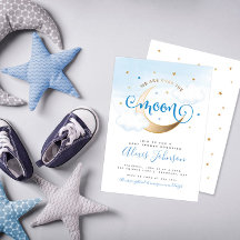 Uitnodiging voor een Over the Moon babyborrel