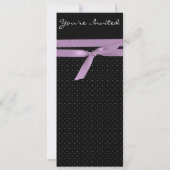 Uitnodiging voor een paarse en zwarte Polka partij (Achterkant)