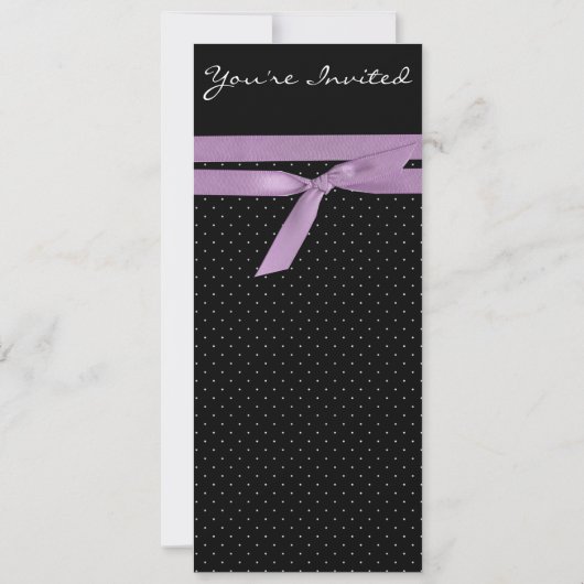 Uitnodiging voor een paarse en zwarte Polka partij (Achterkant)
